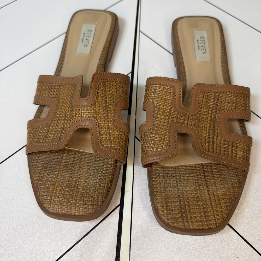 Steven New York Women's Tan Sandals Size 9 Pre Owned Good Condition Boho Resort